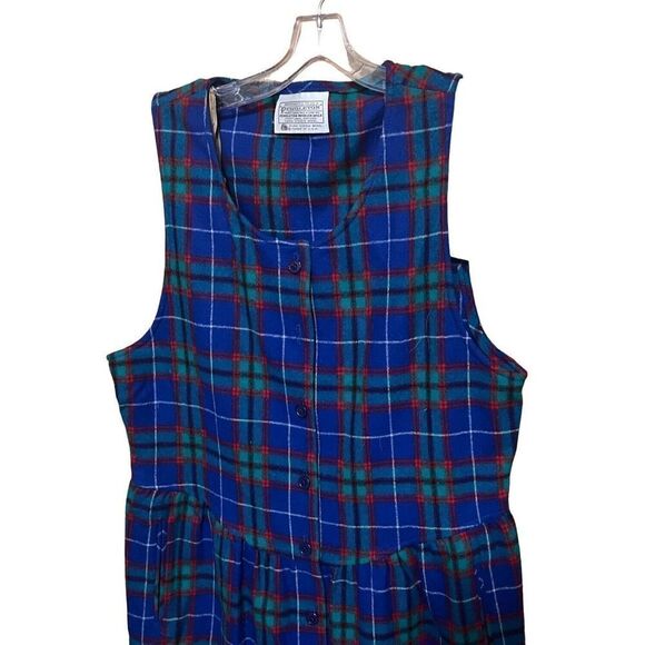 Pendleton Sleeveless 100% Virgin Wool Blue Plaid Dress Unlined See Measurements - Picture 4 of 7